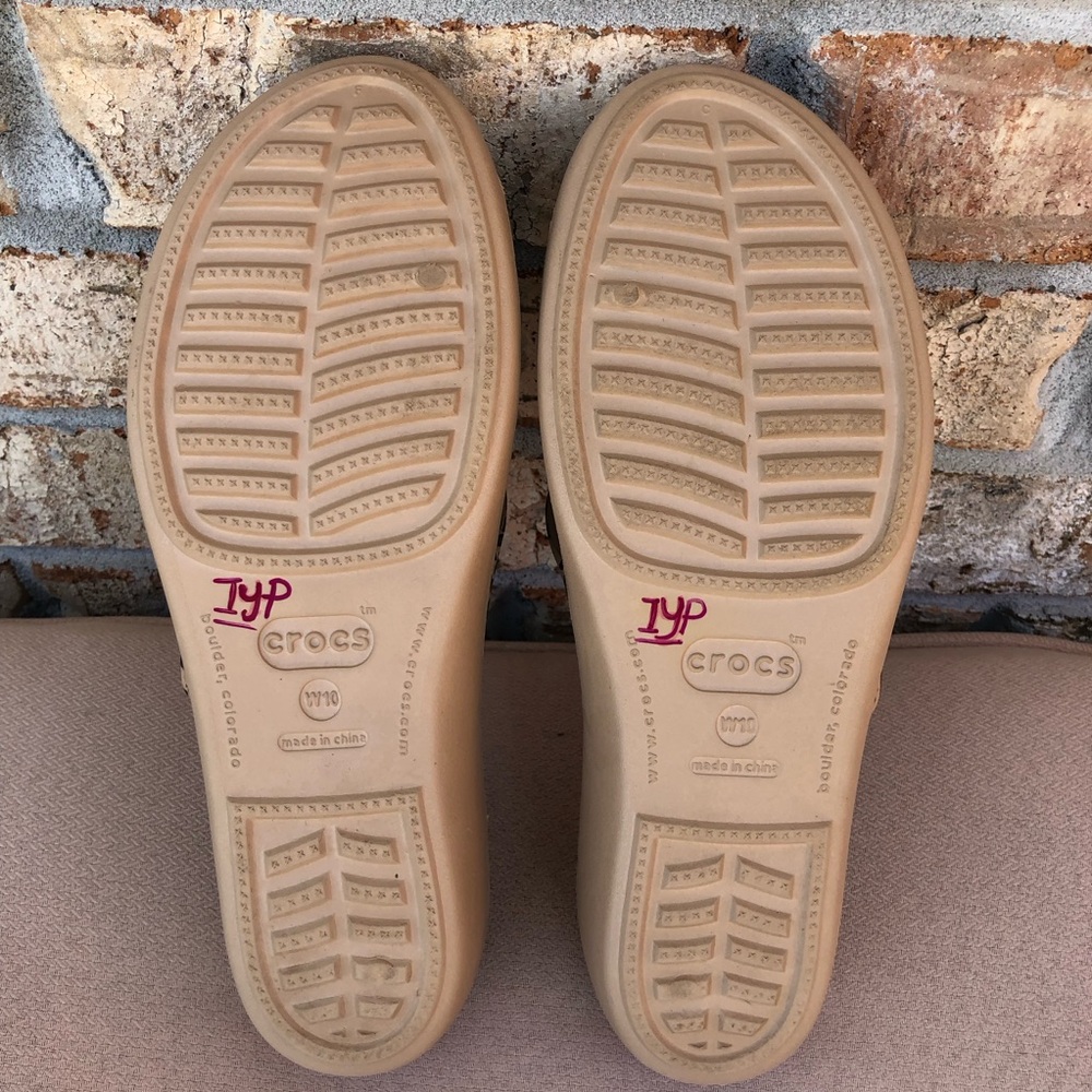 Crocs Patricia Tan Brown Leopard Wedge Slip On Sandals Women's Size 10 - Picture 10 of 13